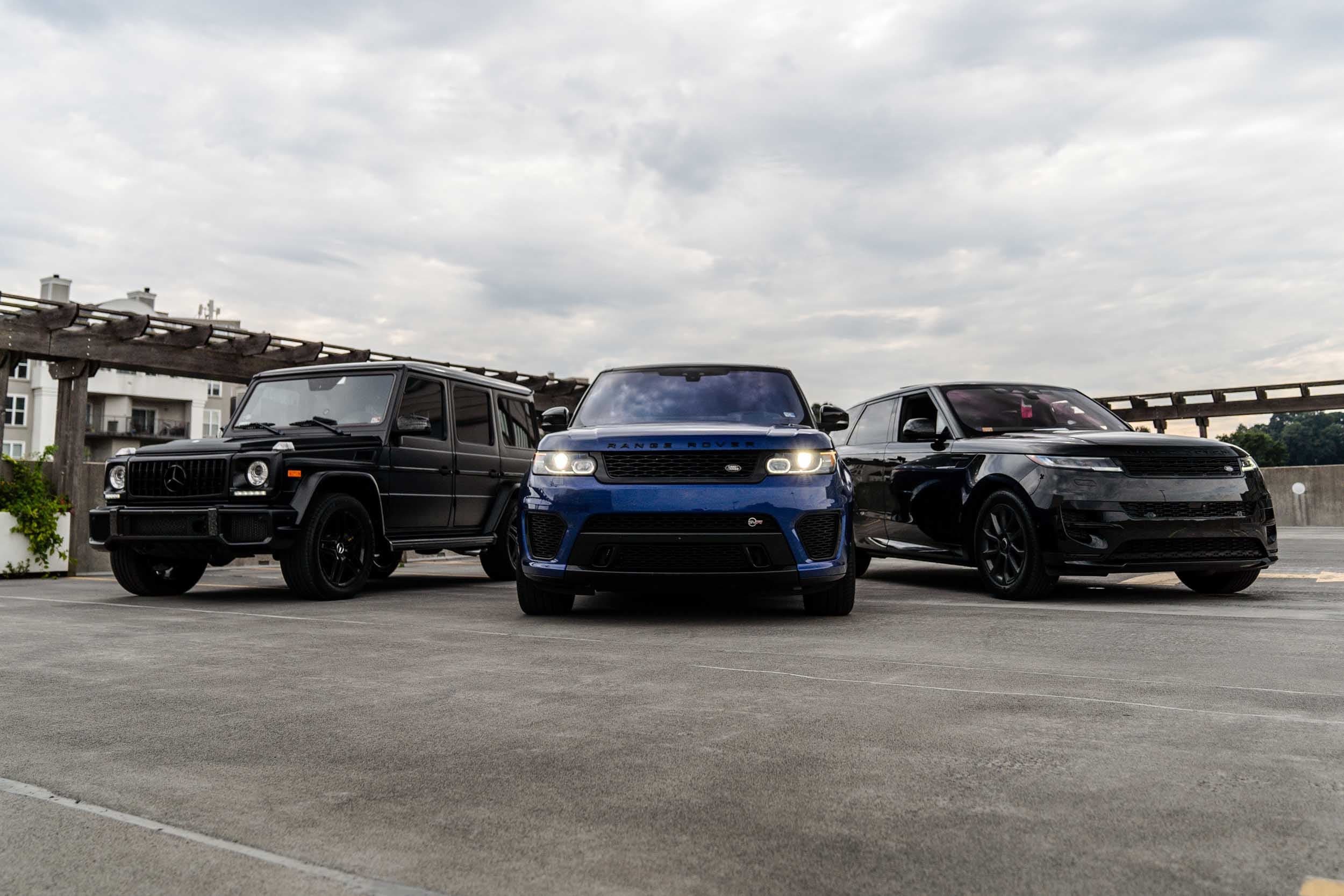 G-Class and Range Rovers. Tint and chrome delete